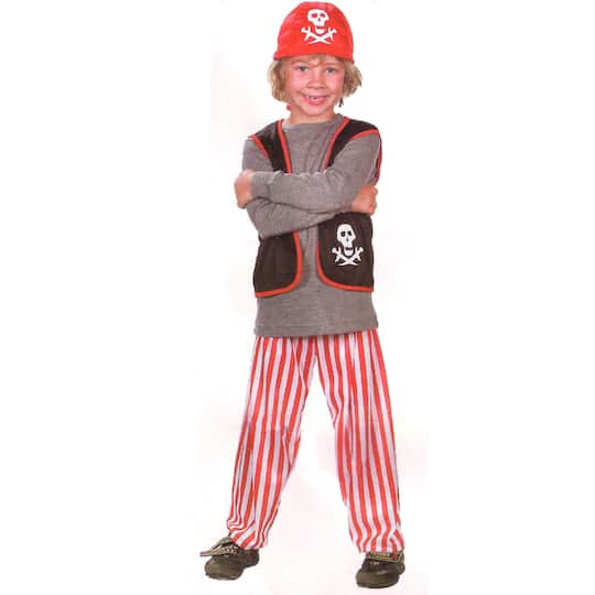 Medium Gray & Red Pirate Boy's Costume